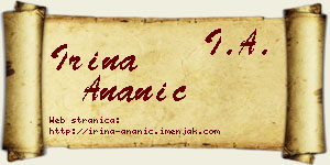 Irina Ananić vizit kartica